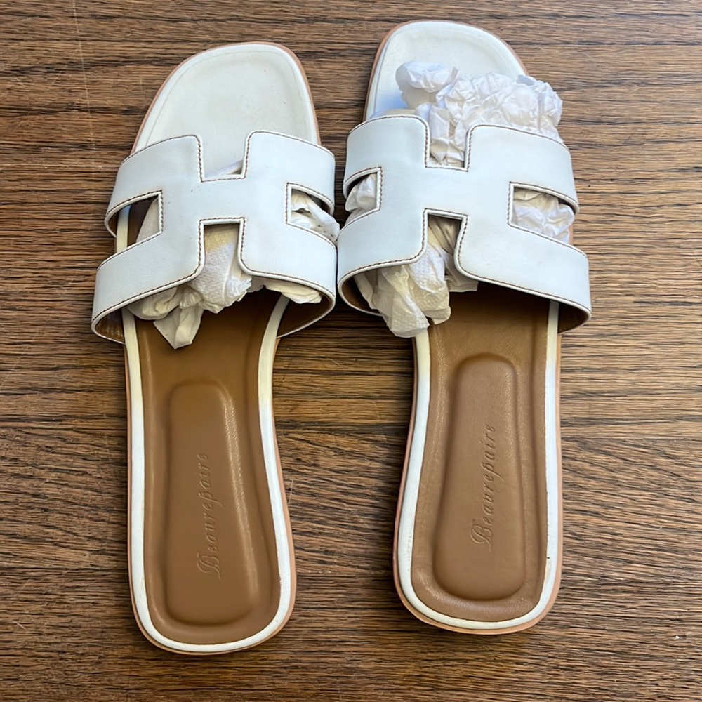 White and brown Beaurepaire sandals